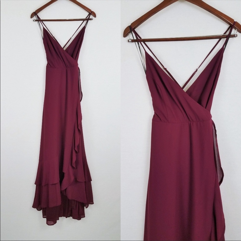 In Love Forever Burgundy Lace-Up Maxi Lulus Dress - Picture 2 of 5